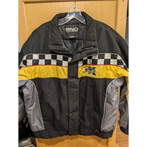 Sno Gear Racing Snowmobile Jacket Coat Black 3M Yellow Men Large 80s 90s Classic
